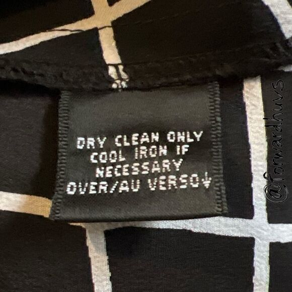 Ellen Tracy Silk Button-Up Shirt – Black & White Grid – Size 14 - Picture 8 of 9